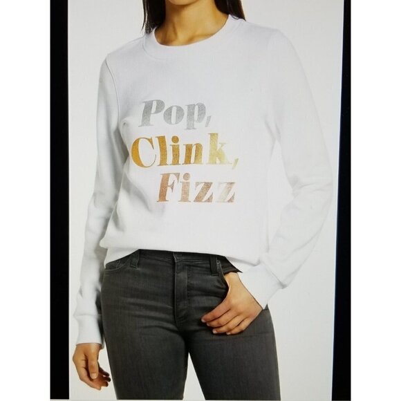 1901 Nordstrom Womens Pop, Clink, Fizz Graphic Sweatshirt White Size Medium (M) - Picture 1 of 9